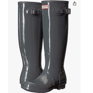 Tall gray hunter boots